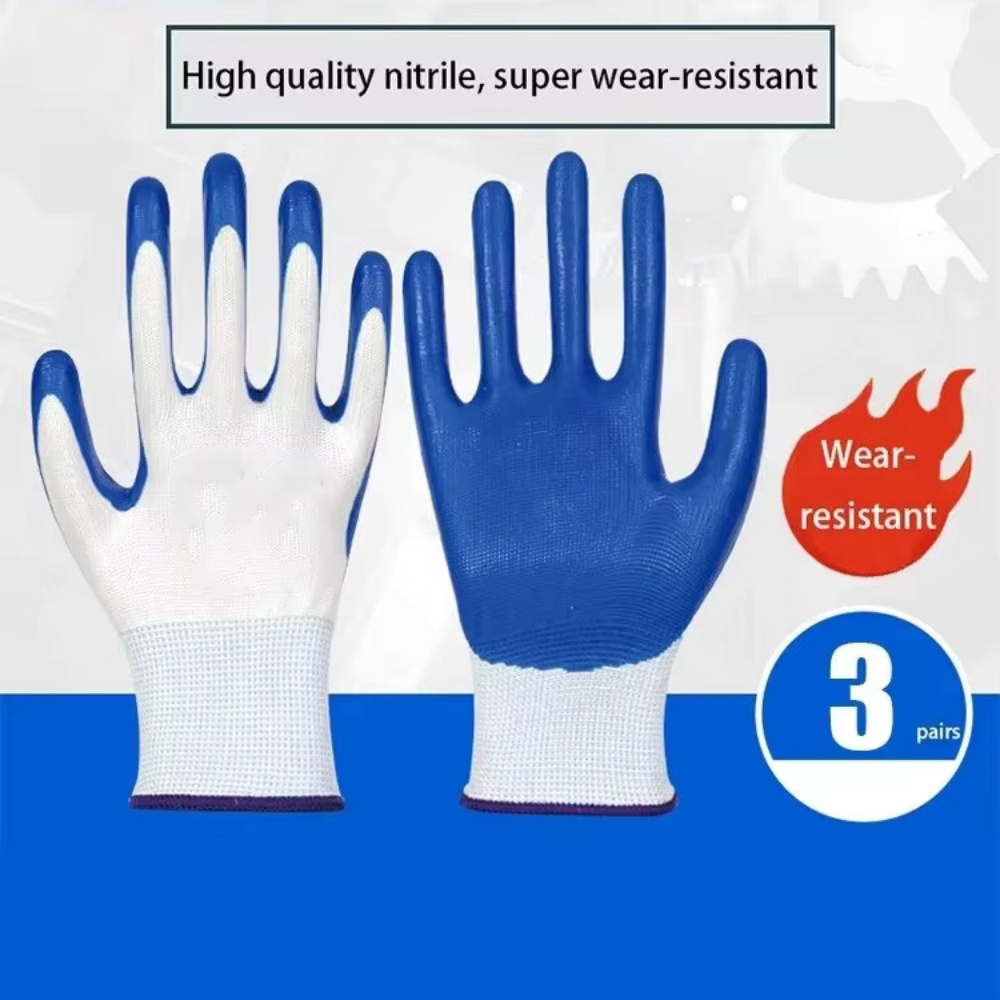 Nitrile Mechanic Glove - 3 пары нескользящих износостойких дышащих нитриловых