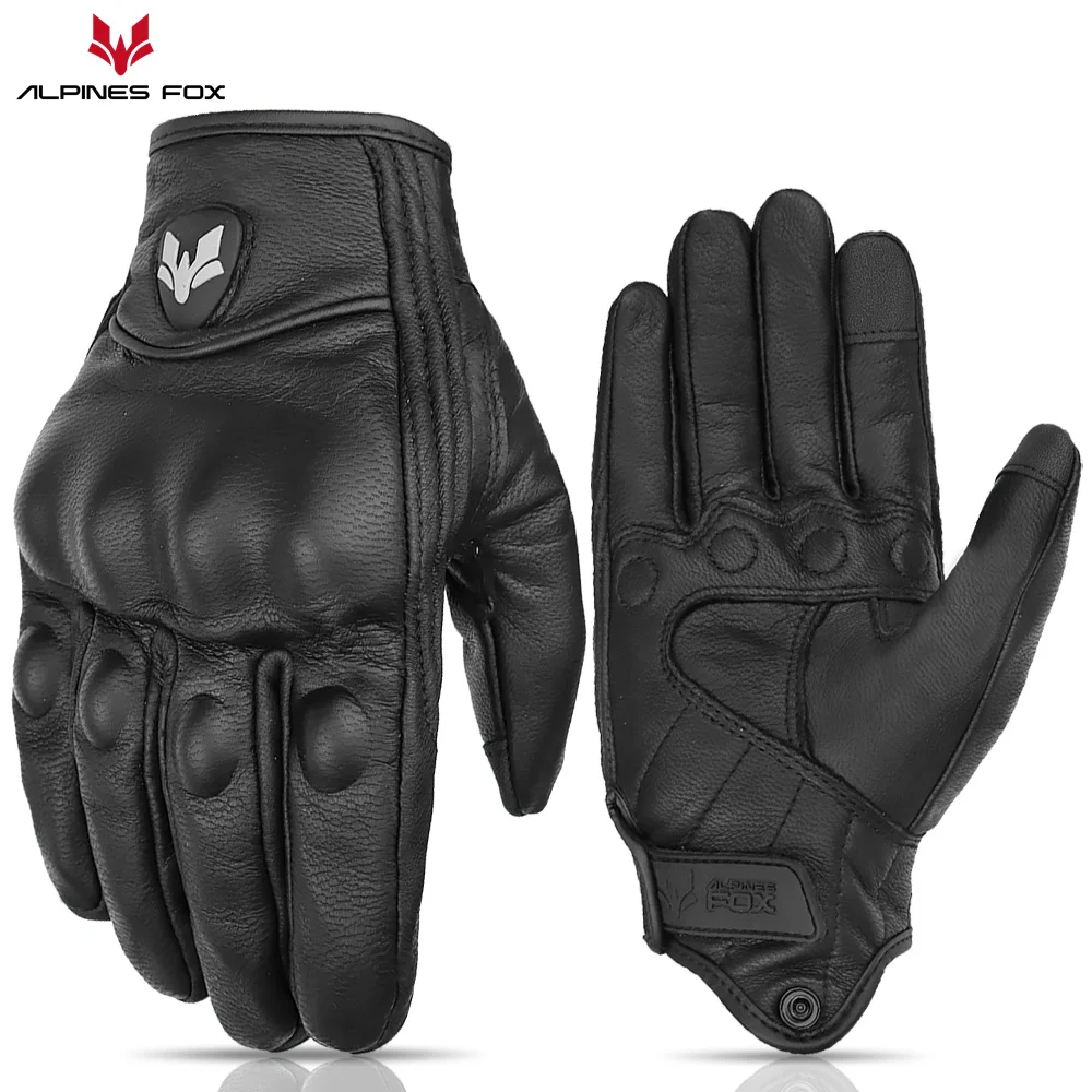 Motorcycle Glove Knuckle - Винтажные кожаные мотоциклетные перчатки унисекс —
