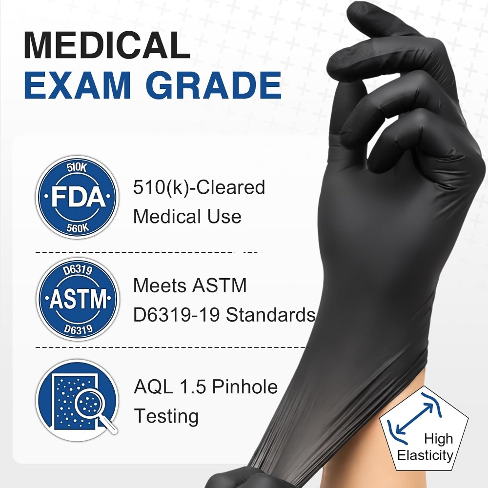 Одноразовые черные нитриловые  – обзор и цена Exam Glove Nitrile